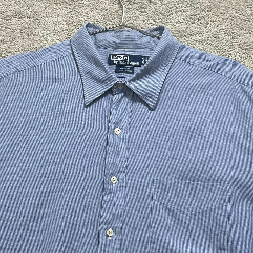 Ralph Lauren Shirt Mens 18 Blue Check Andrew‎ Button Up Long Sleeve Casual